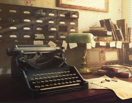 typewriter on a desk